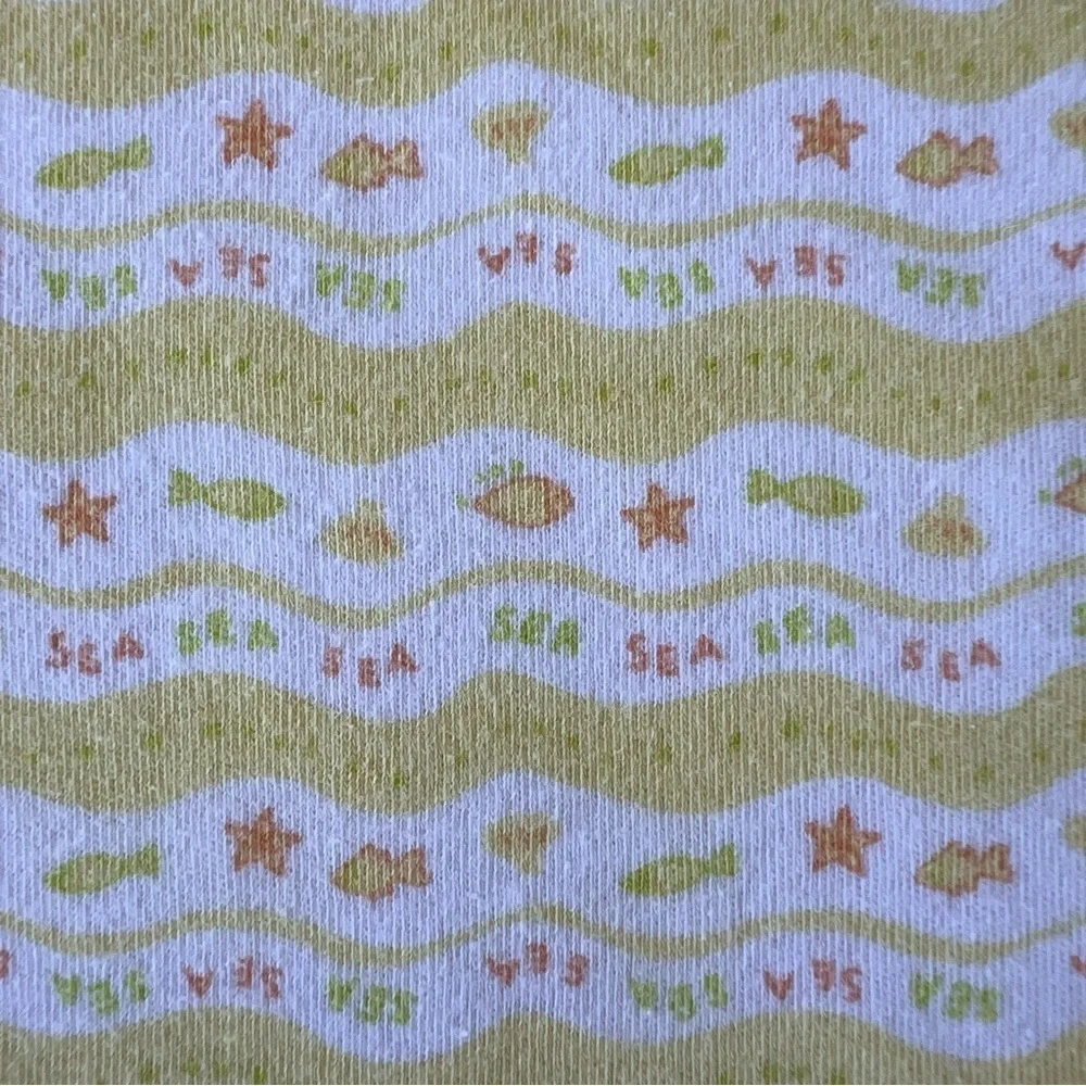 Vintage Gymboree Fish Sea Star Reversible Baby Blanket 90s  Yellow White GUC